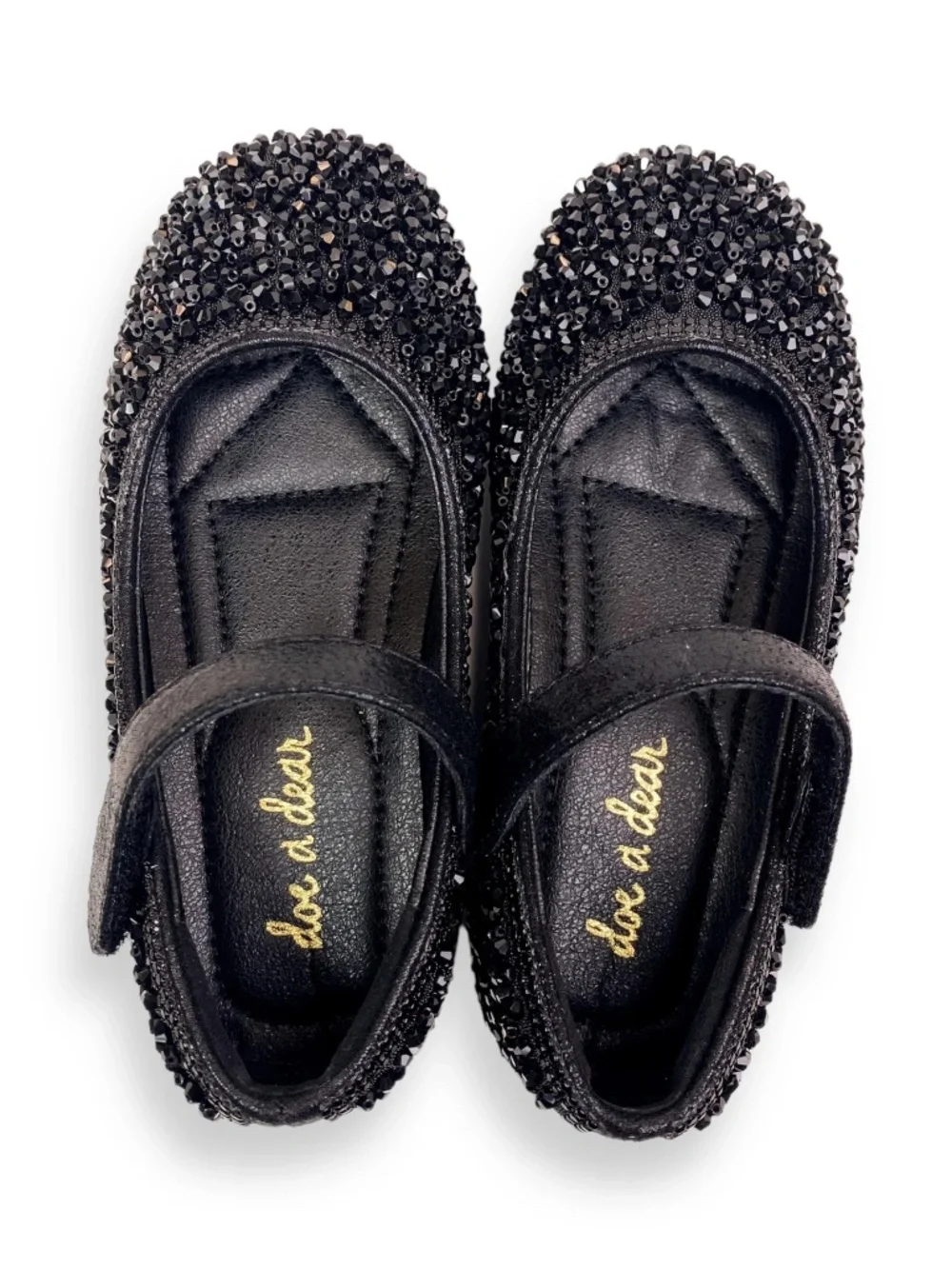 Doe A Dear | Bead Stone Flat Shoes | Black Rhinestone | Size 31